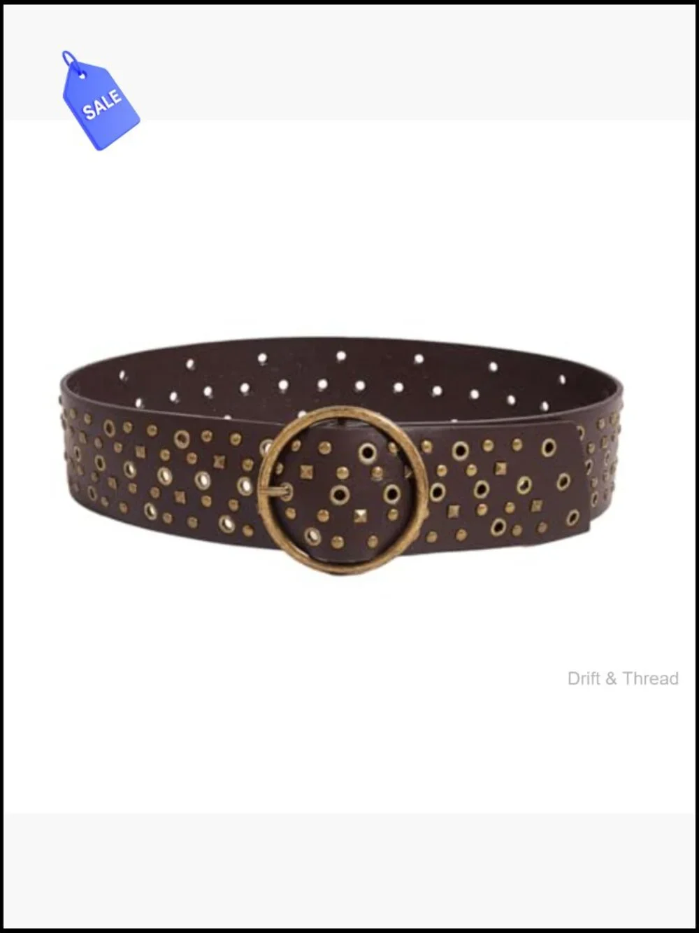 Wide Western Concho Belt Vintage Cowgirl Studded Belt PU Leather